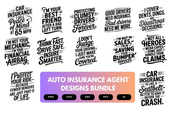 Auto Insurance Agent SVG Bundle for Graphics and Crafts
