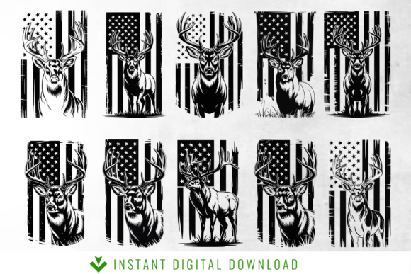 Deer with American Flag SVG Bundle: A Perfect Craft Graphics Asset