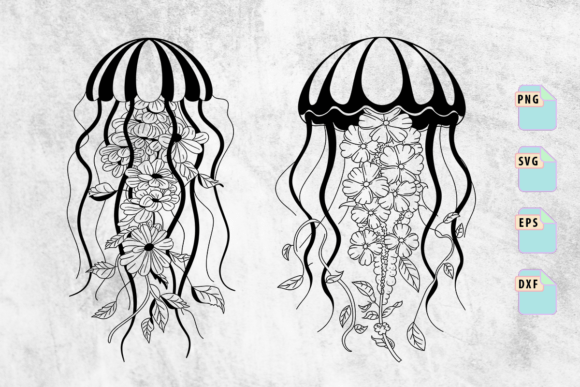 Floral Jellyfish SVG for Creative Crafts and Graphics