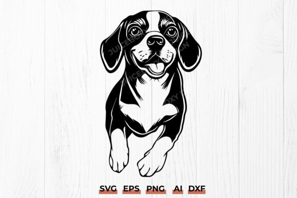 Happy Running Beagle Dog SVG for Crafts and Graphics