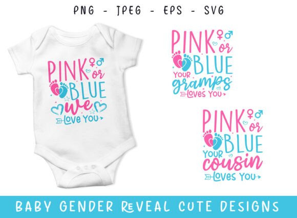 Pink Blue We Love You Gender Reveal SVG