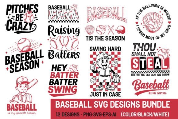 Retro Baseball SVG PNG Bundle Design Review