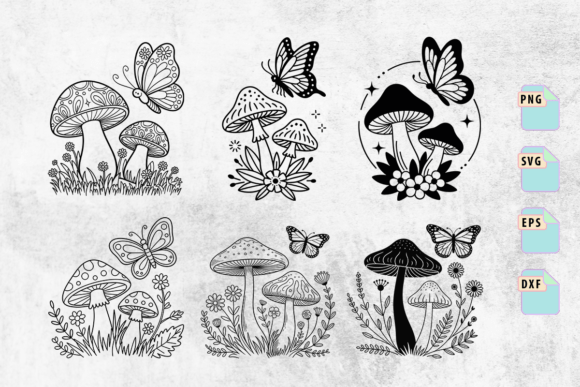 Whimsical Mushroom and Butterfly SVG for Creative Crafts