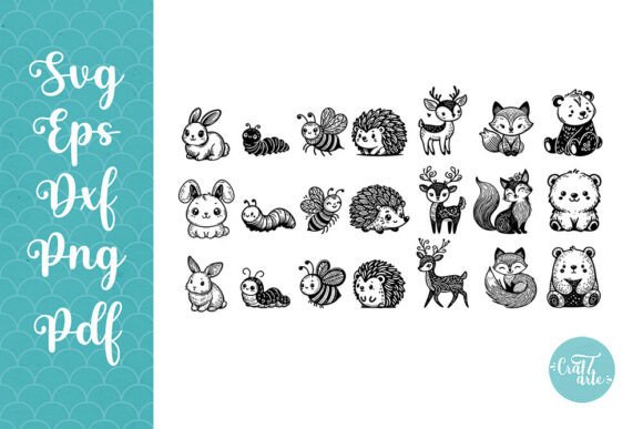 Woodland Animals SVG PNG Doodle Bundle for Crafts